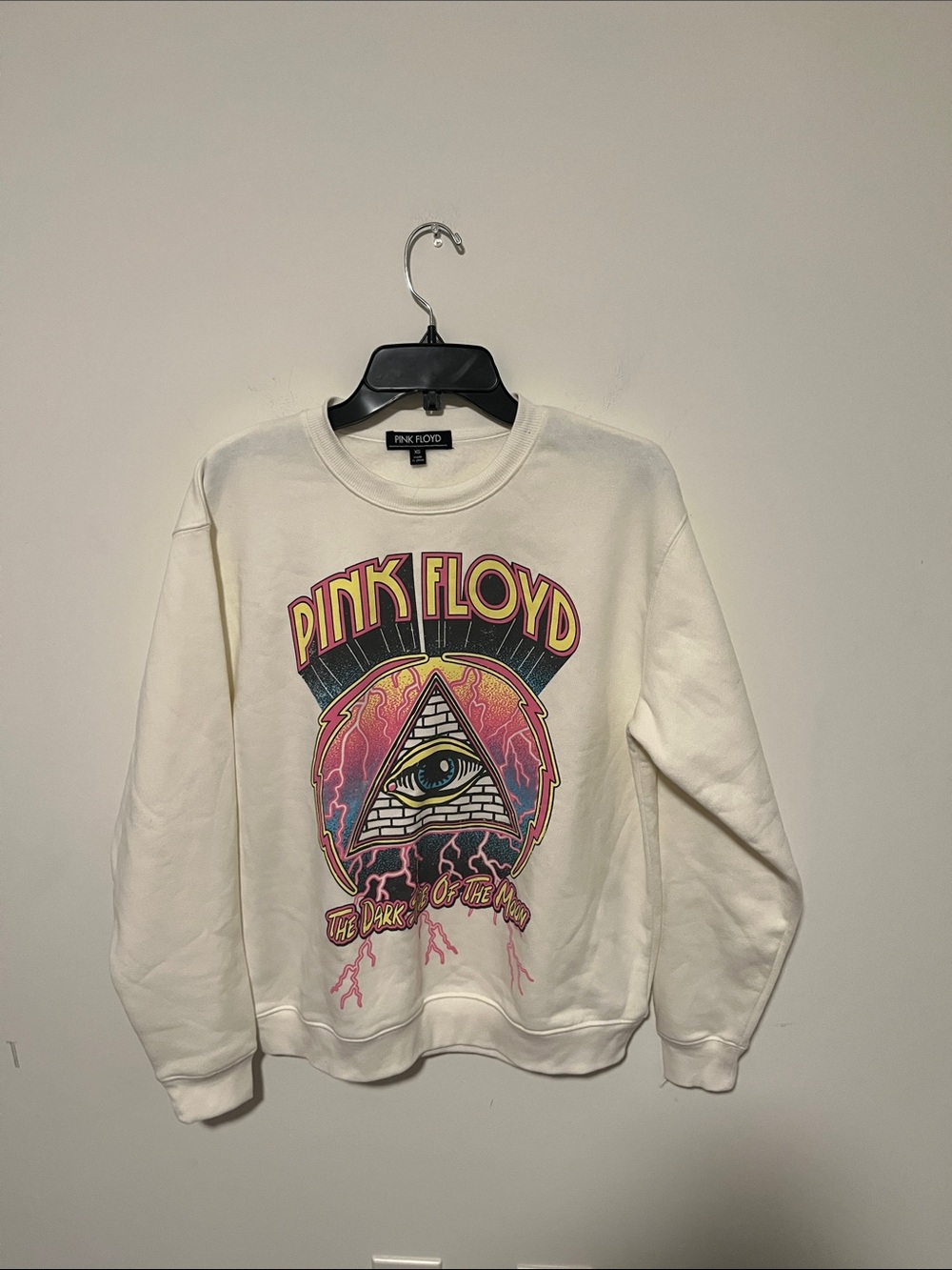 Pink Floyd Cream Crewneck with Multicolor Pyramid Graphic